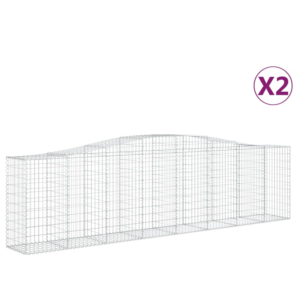 vidaXL Arched Gabion Baskets 2 pcs 400x50x100/120 cm Galvanised Iron