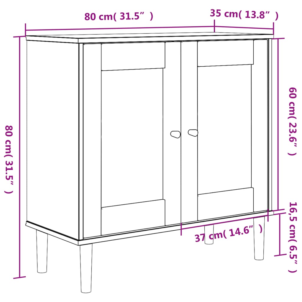 vidaXL Sideboard SENJA Rattan Look White 80x35x80 cm Solid Wood Pine