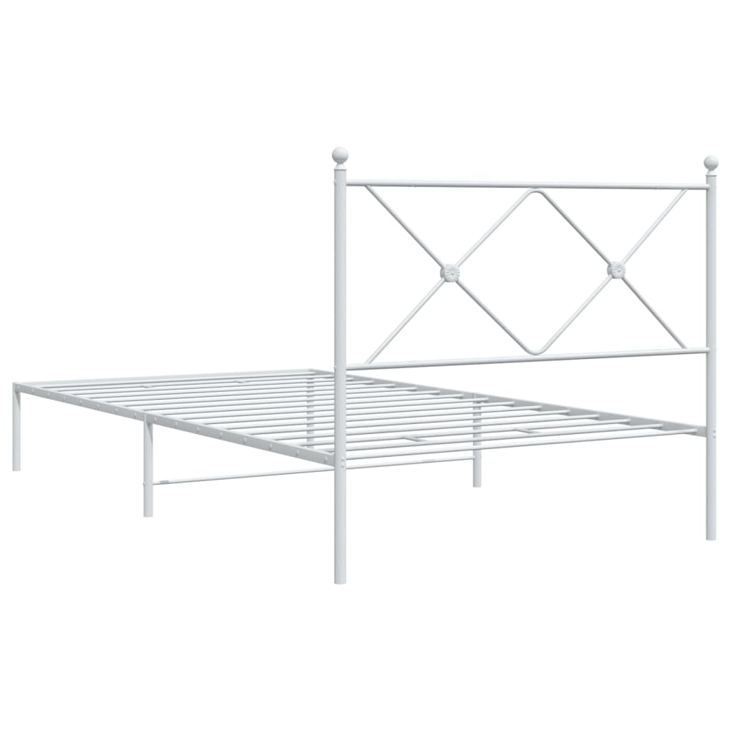 vidaXL Metal Bed Frame without Mattress with Headboard White 100x200 cm