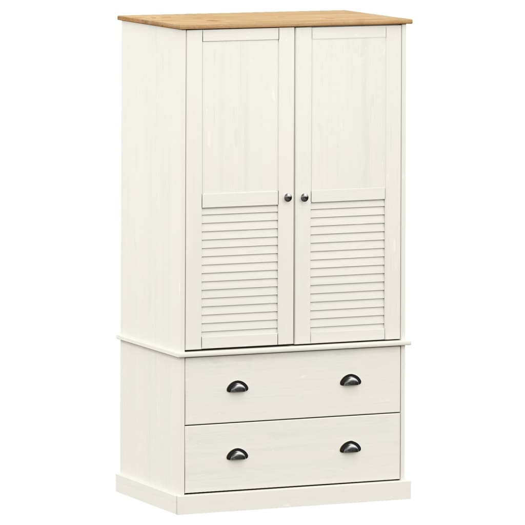 vidaXL Wardrobe VIGO White 90x55x176 cm Solid Wood Pine