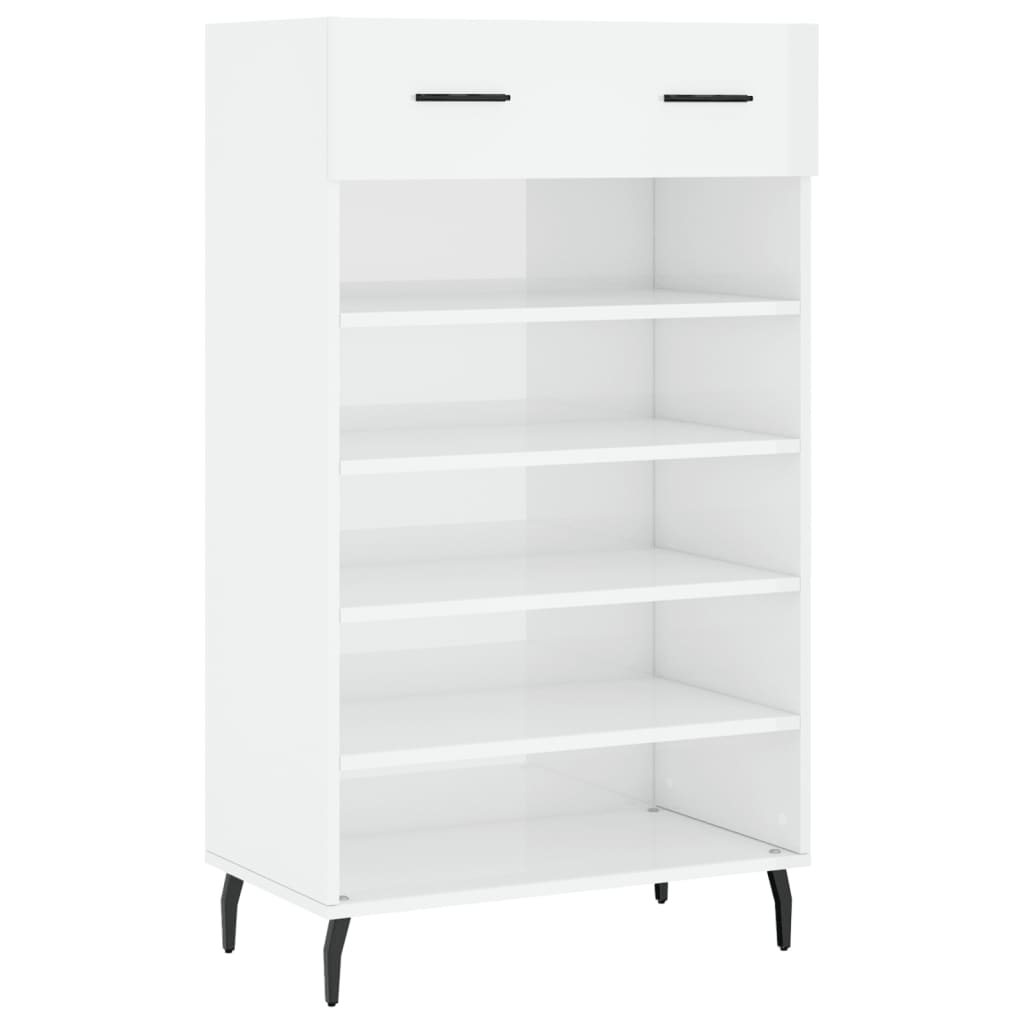 vidaXL Shoe Cabinet High Gloss White 60x35x105 cm Engineered Wood