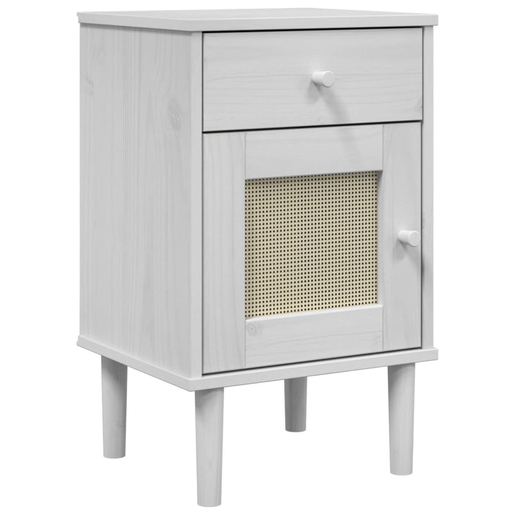 vidaXL Bedside Cabinet SENJA Rattan Look White 40x35x65 cm Solid Wood Pine