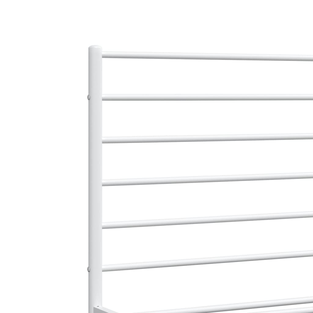 vidaXL Metal Bed Frame with Headboard White 140x190 cm