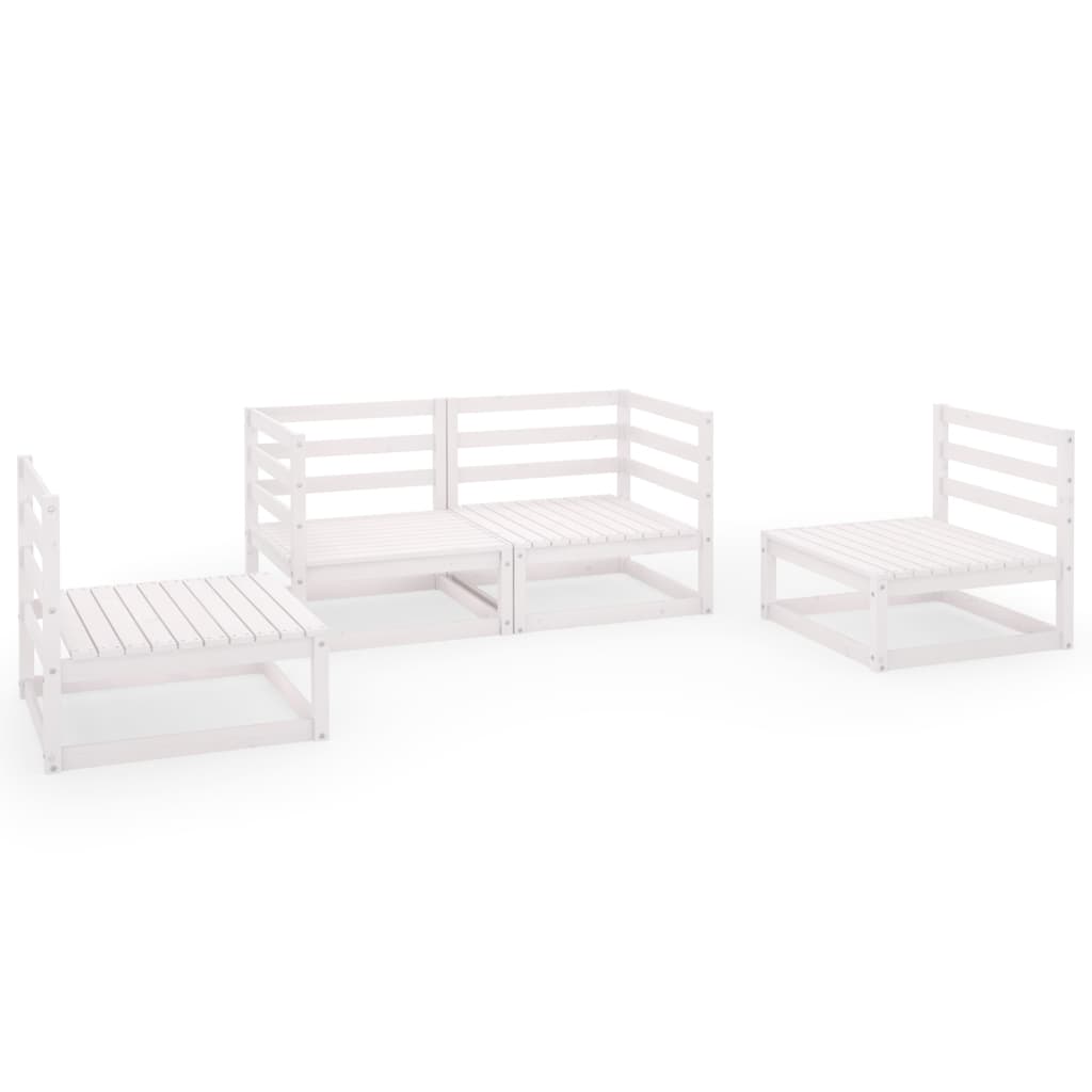 vidaXL 4 Piece Garden Lounge Set White Solid Wood Pine