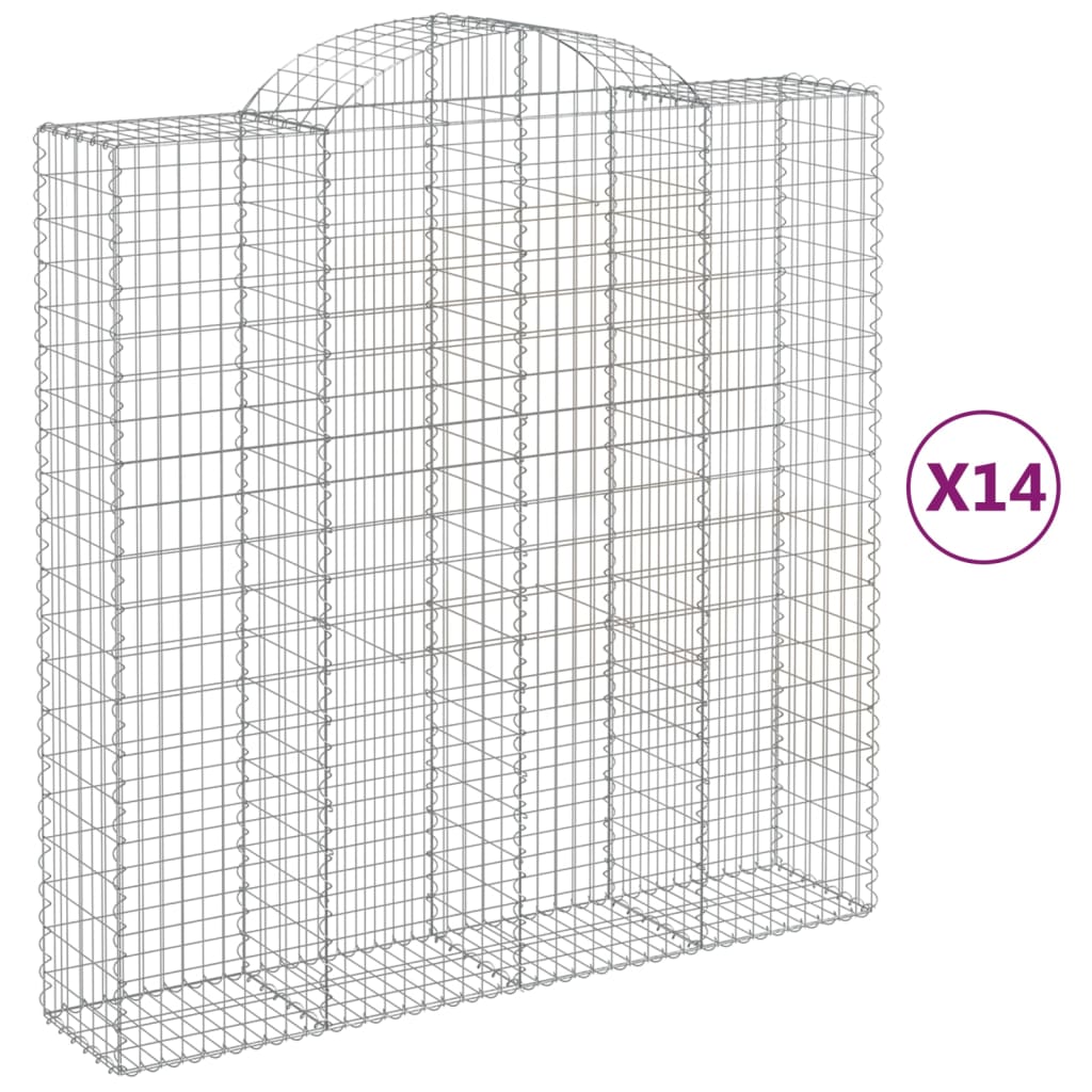 vidaXL Arched Gabion Baskets 14 pcs 200x50x200/220 cm Galvanised Iron