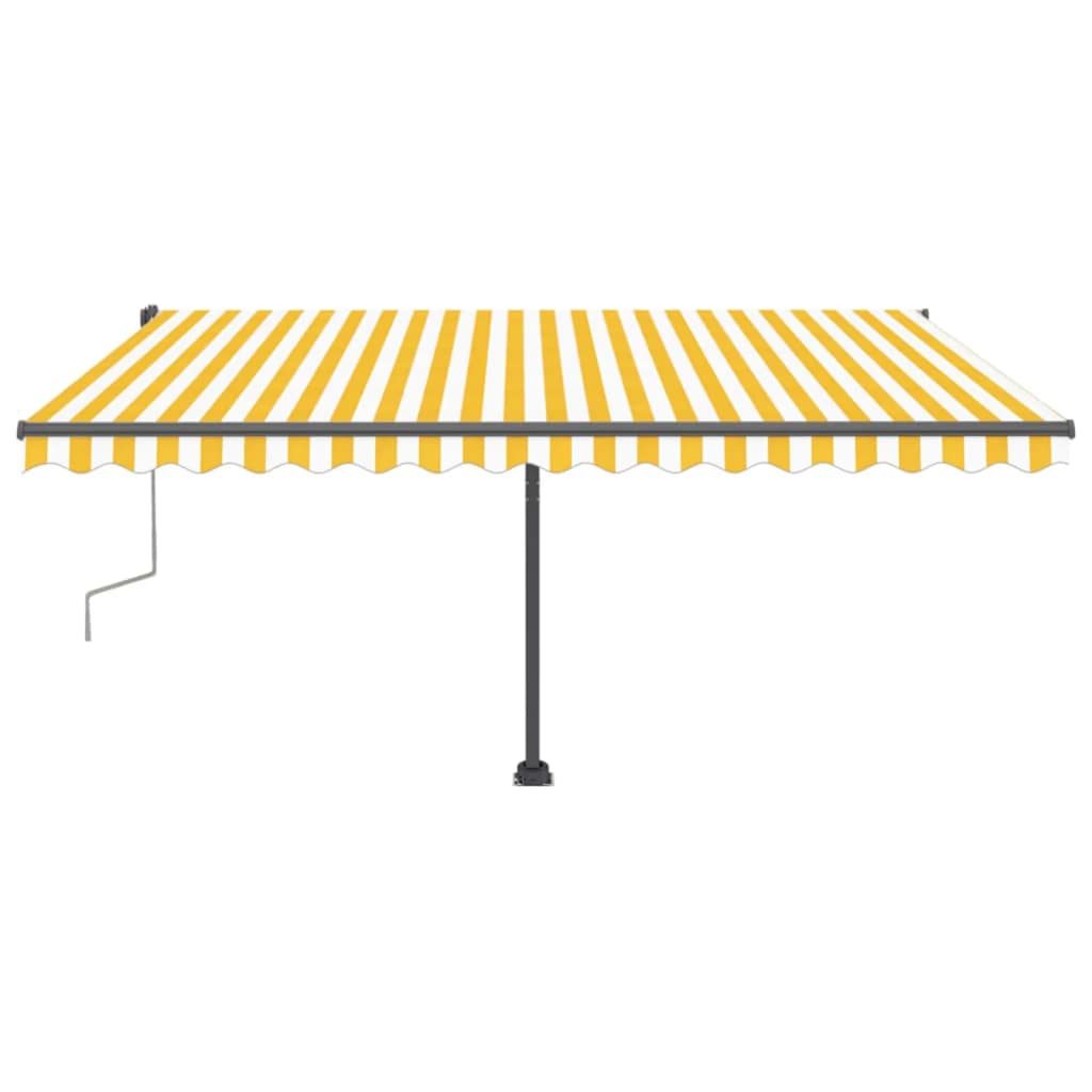 vidaXL Freestanding Manual Retractable Awning 400x300 cm Yellow/White