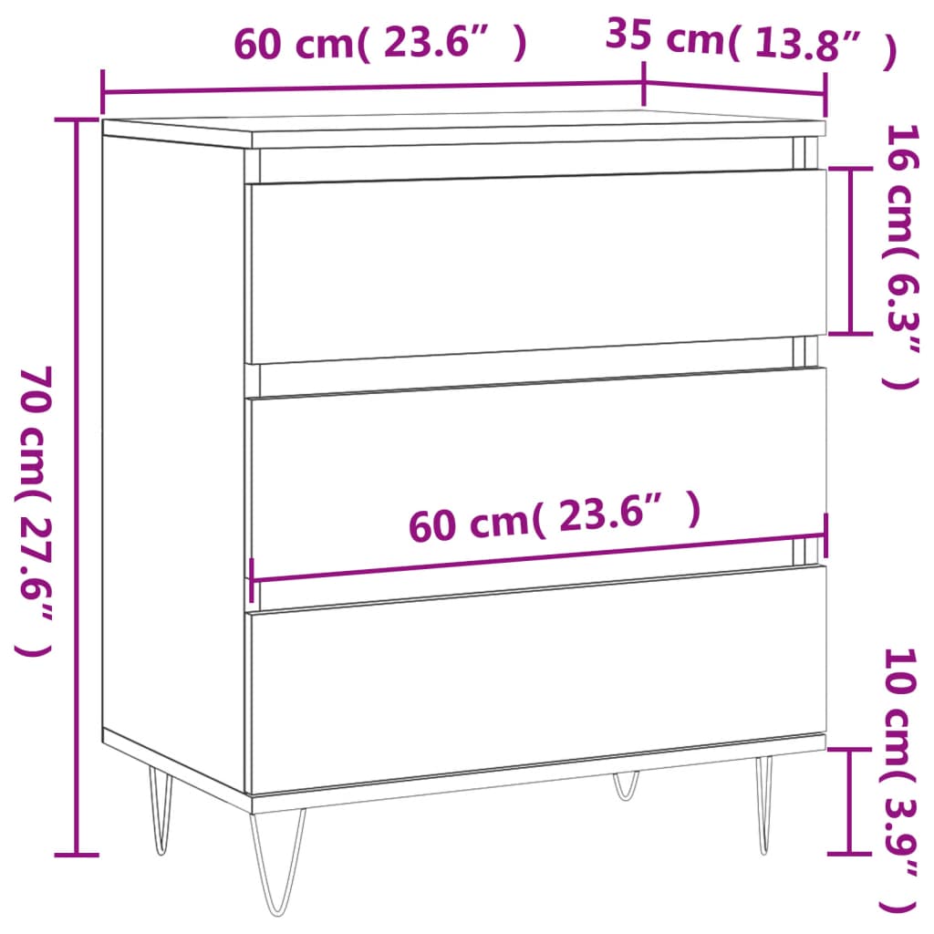 vidaXL Sideboard Grey Sonoma 60x35x70 cm Engineered Wood