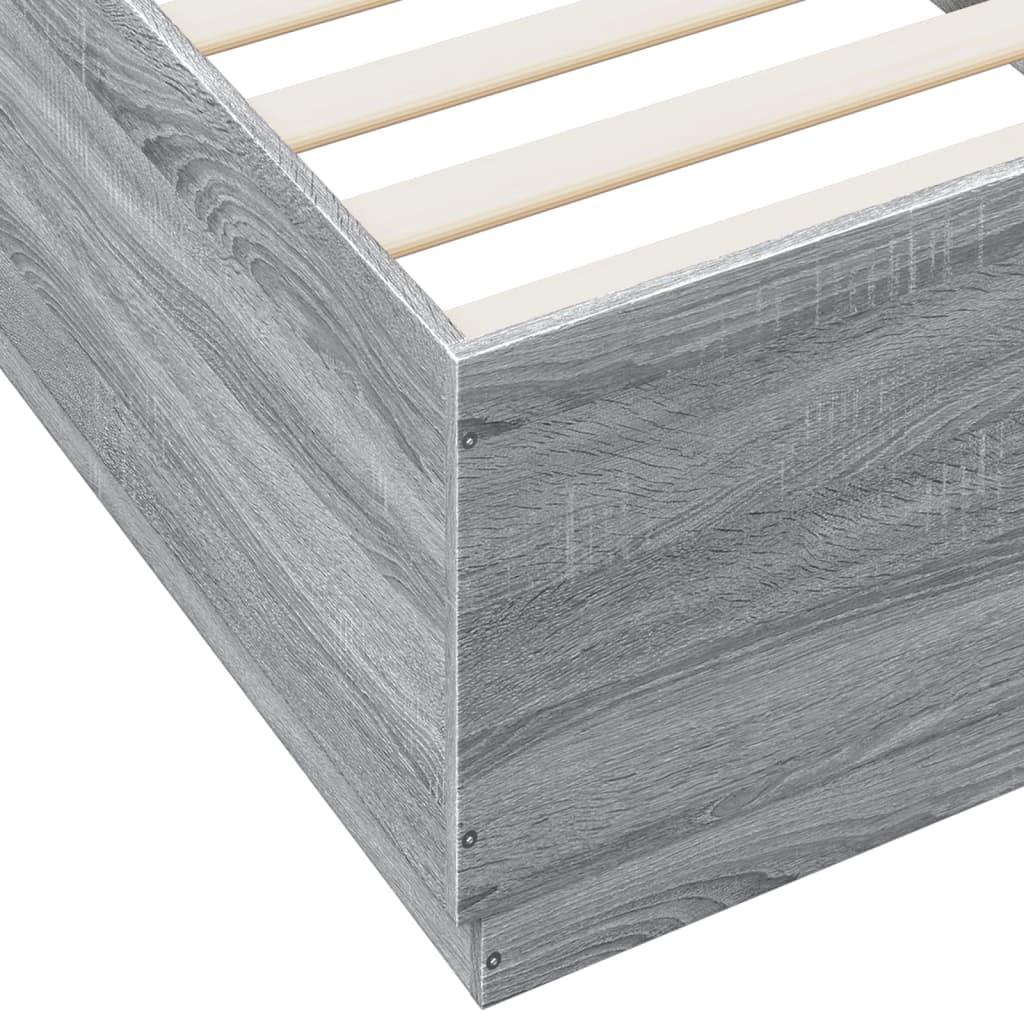 vidaXL Bed Frame with LED without Mattress Grey Sonoma 100x200 cm