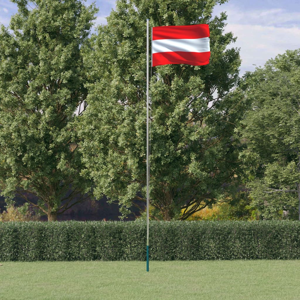 vidaXL Austria Flag and Pole 6.23 m Aluminium