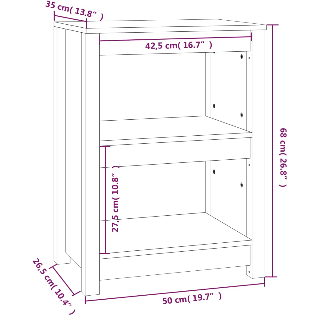 vidaXL Book Cabinet Grey 50x35x68 cm Solid Wood Pine