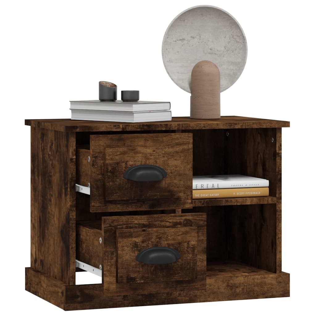 vidaXL Bedside Cabinet Smoked Oak 60x35.5x45 cm