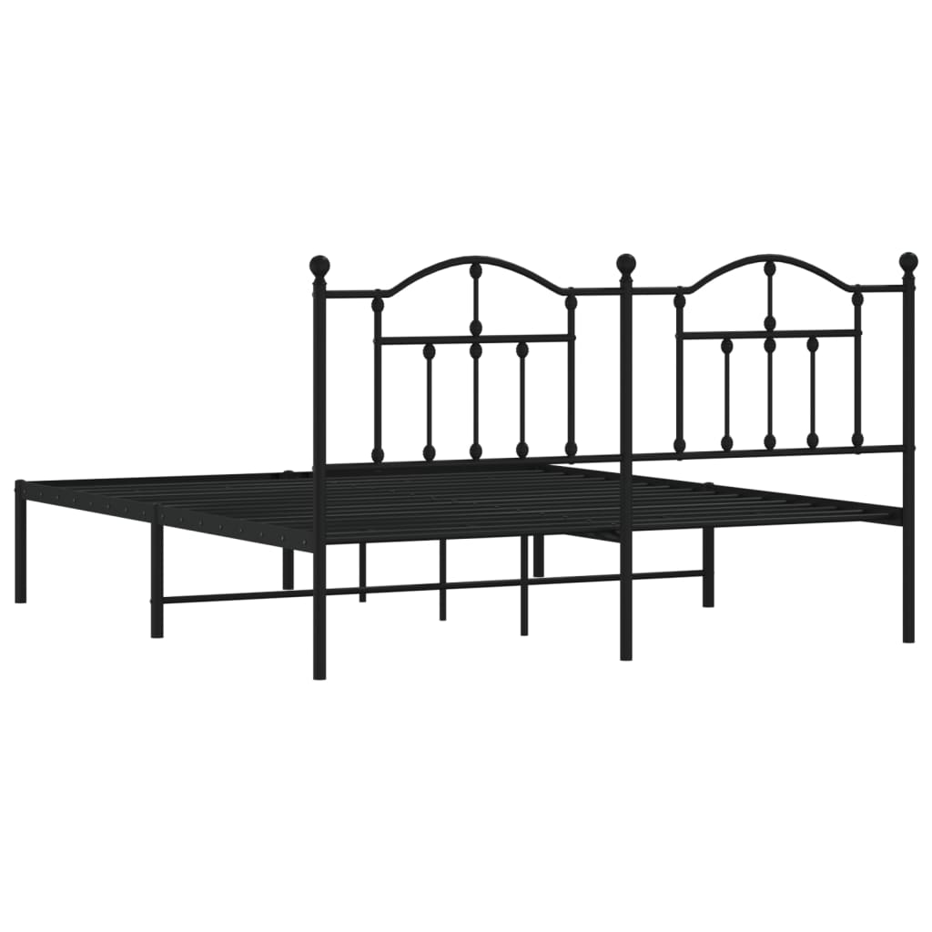 vidaXL Metal Bed Frame without Mattress with Headboard Black 183x213 cm