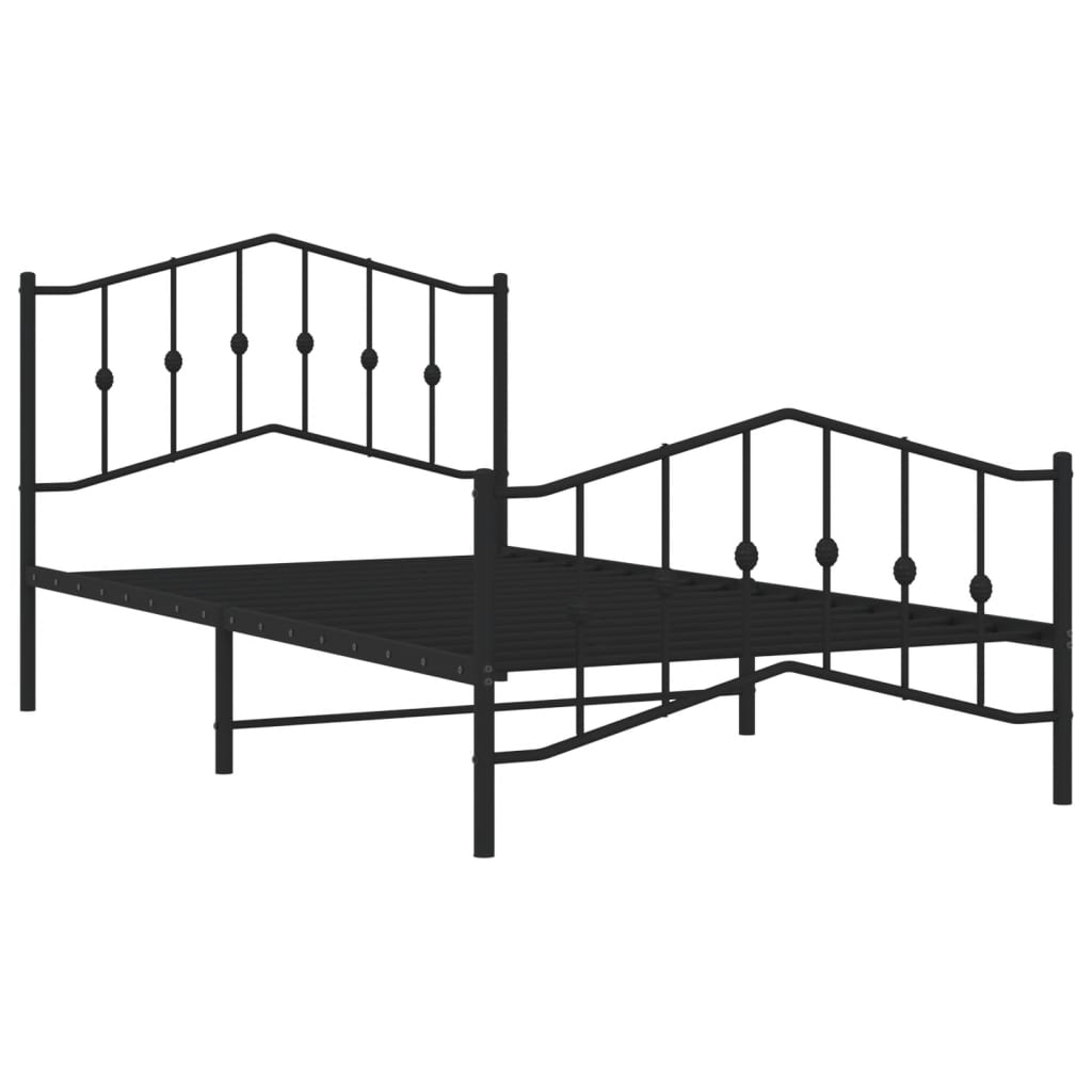 vidaXL Metal Bed Frame without Mattress with Footboard Black 100x200 cm