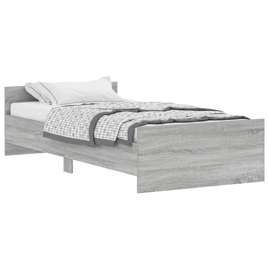 vidaXL Bed Frame without Mattress Grey Sonoma 100x200 cm Engineered Wood