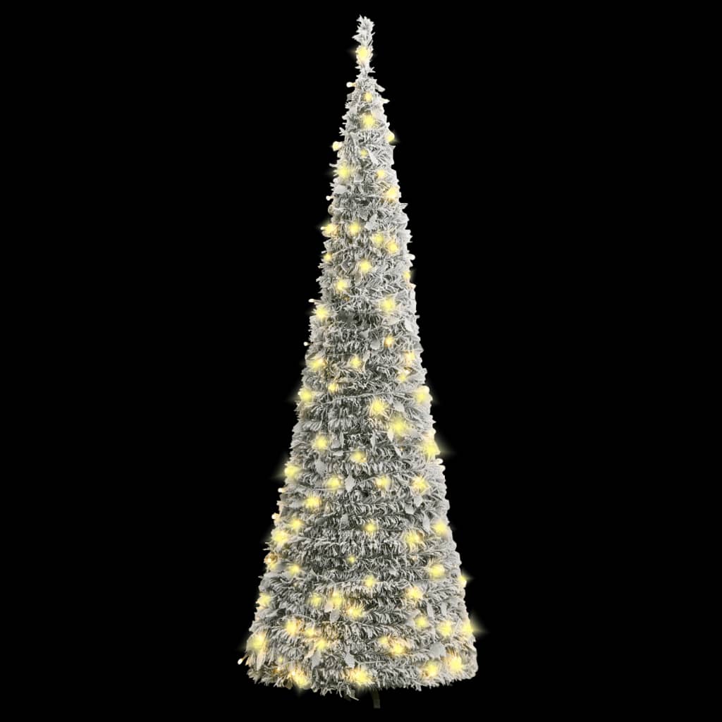 vidaXL Artificial Christmas Tree Pop-up Flocked Snow 200 LEDs 210 cm