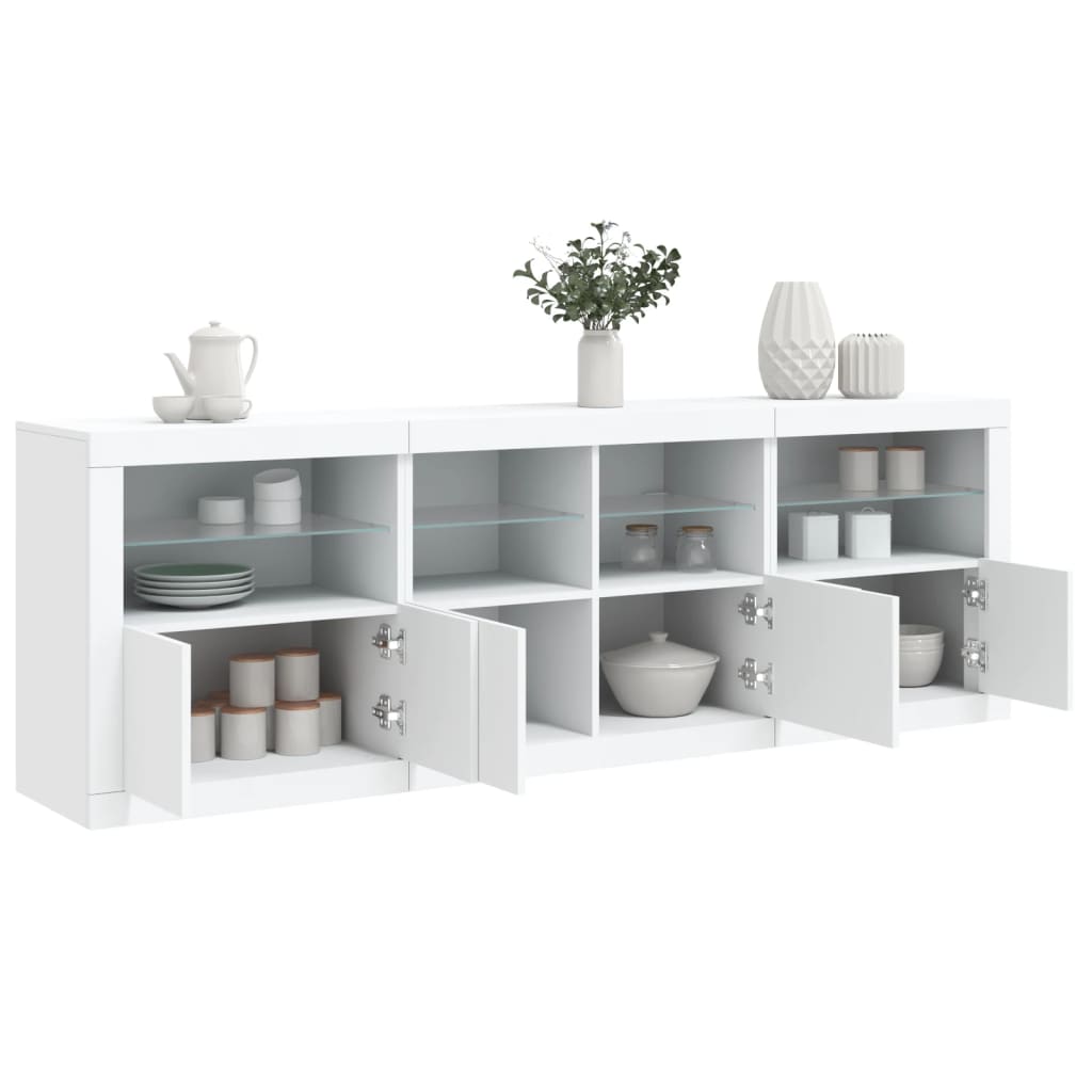 vidaXL Sideboard with LED Lights White 202x37x67 cm