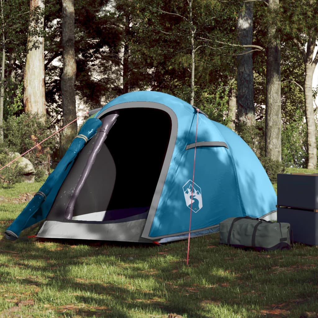 vidaXL Camping Tent Tunnel 2-Person Blue Waterproof