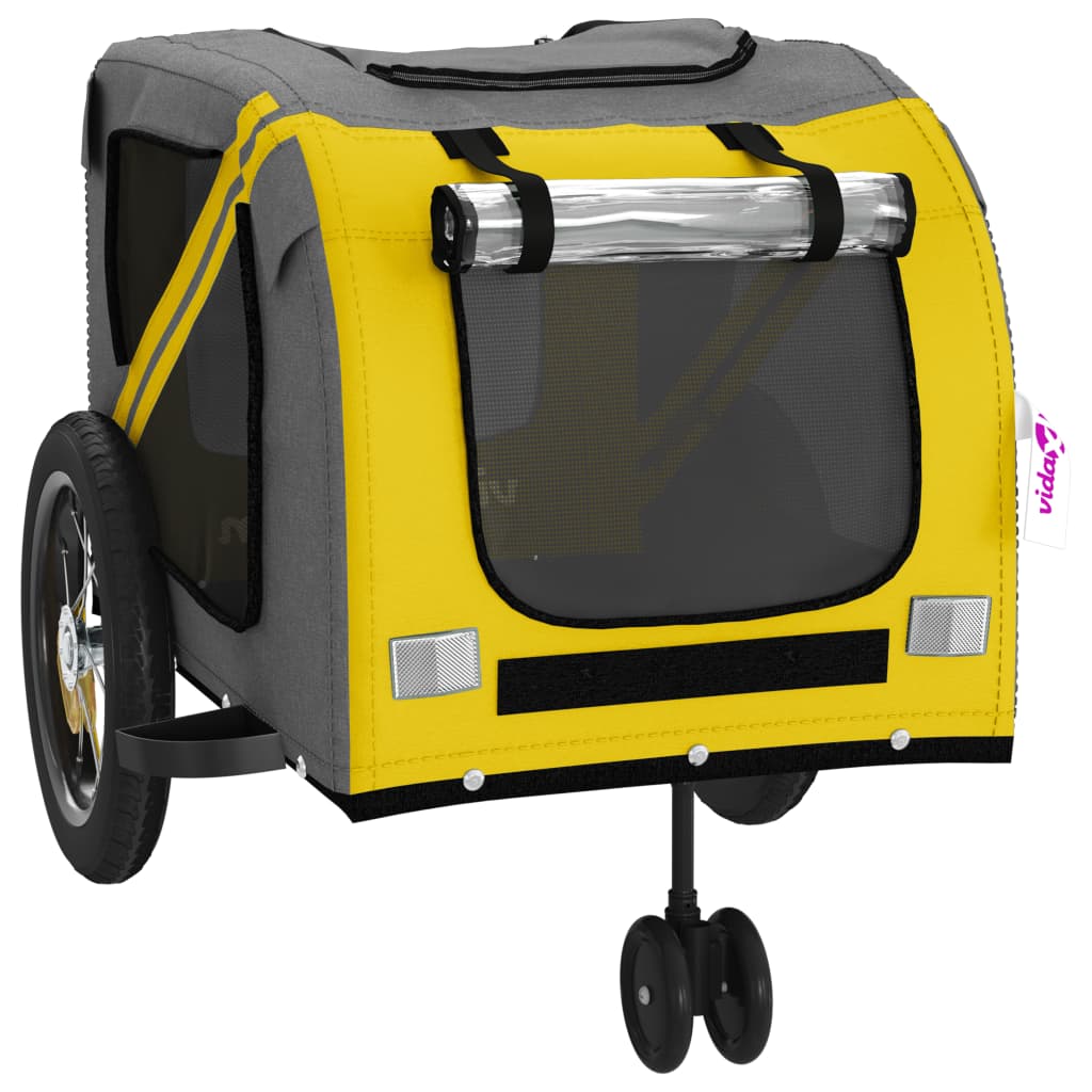 vidaXL Pet Bike Trailer Yellow and Black Oxford Fabric and Iron