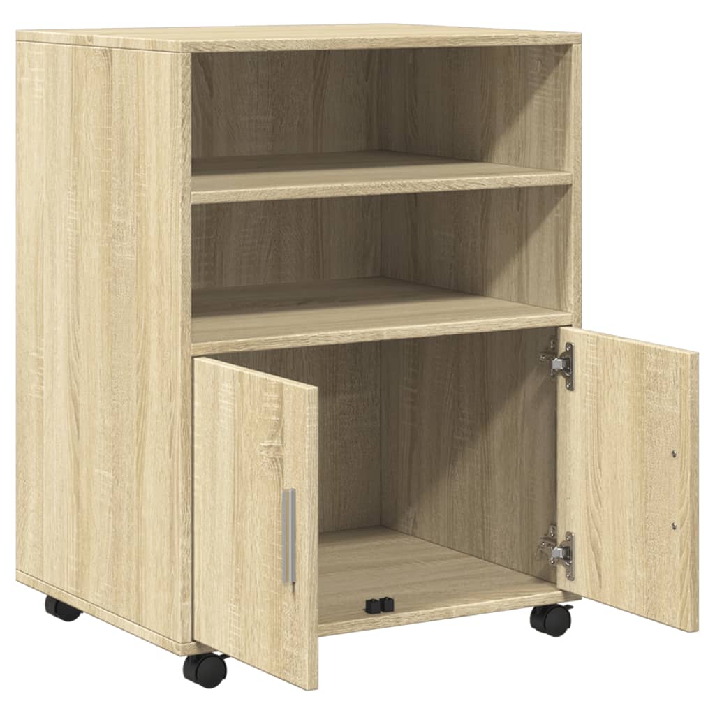 vidaXL Rolling Cabinet Sonoma Oak 60x48x81 cm Engineered Wood