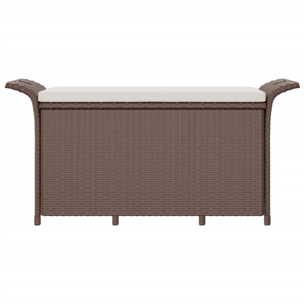 vidaXL Garden Bench with Cushion Brown 116x46x57 cm Poly Rattan