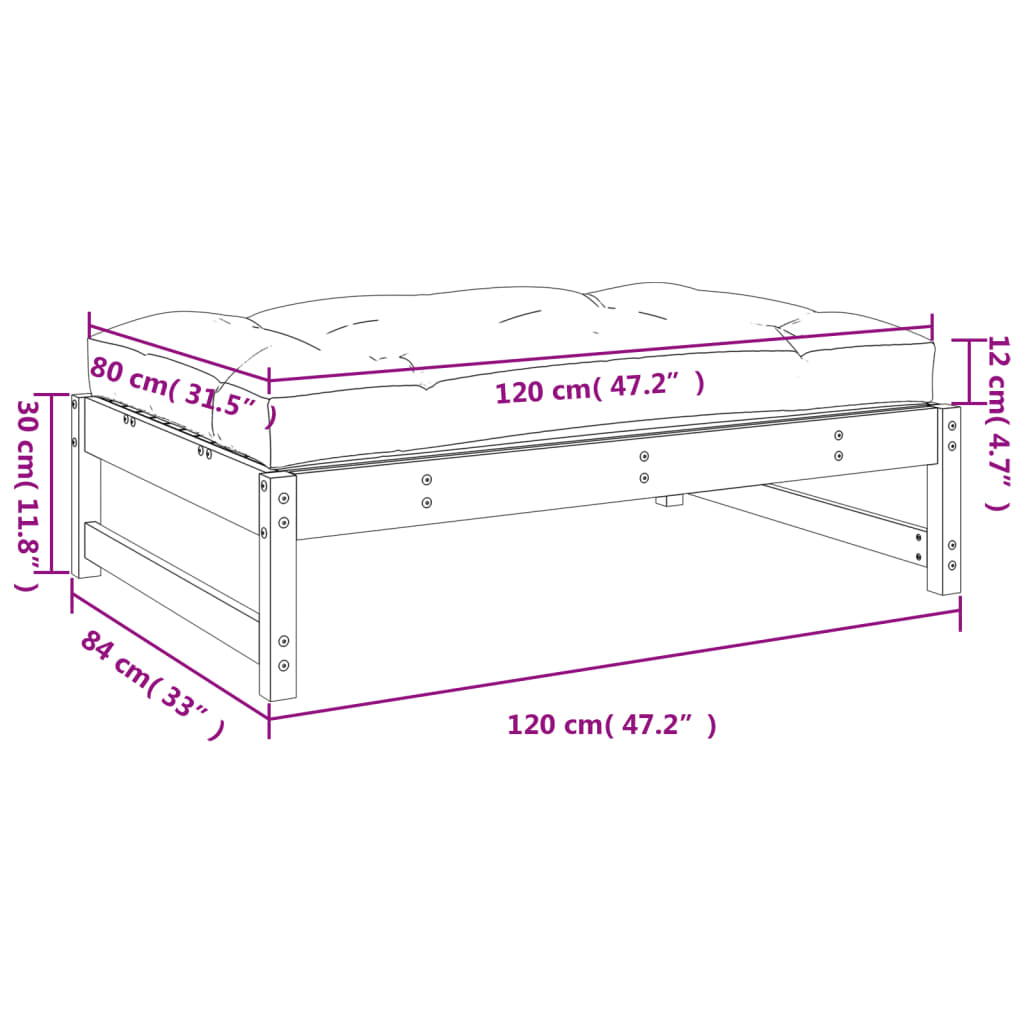 vidaXL Garden Footstool 120x80 cm Solid Wood Douglas