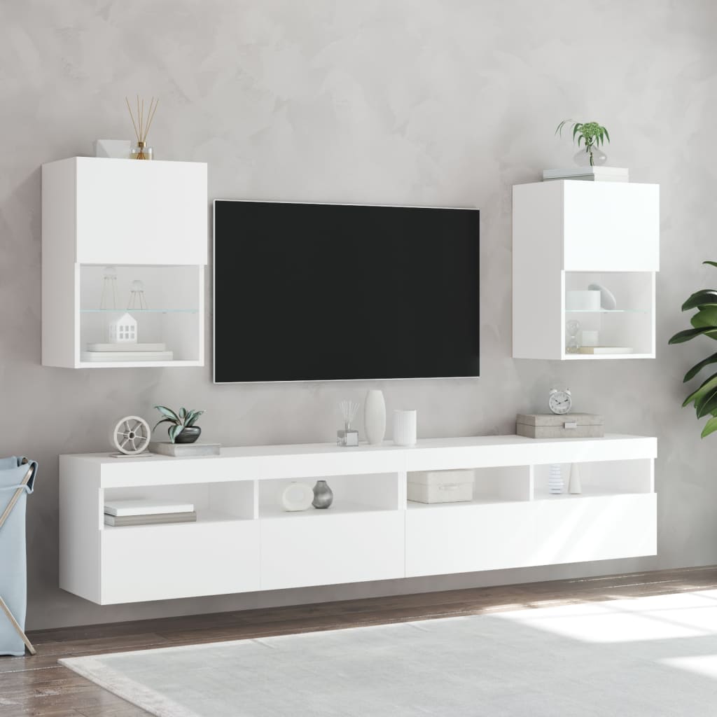 vidaXL TV Cabinet with LED Lights White 40.5x30x60 cm