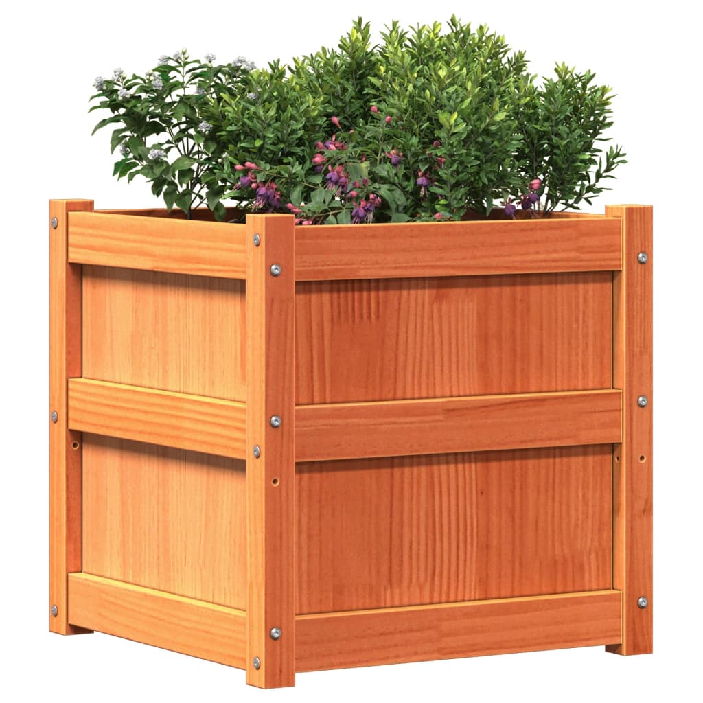 vidaXL Garden Planters 2 pcs Wax Brown Solid Wood Pine