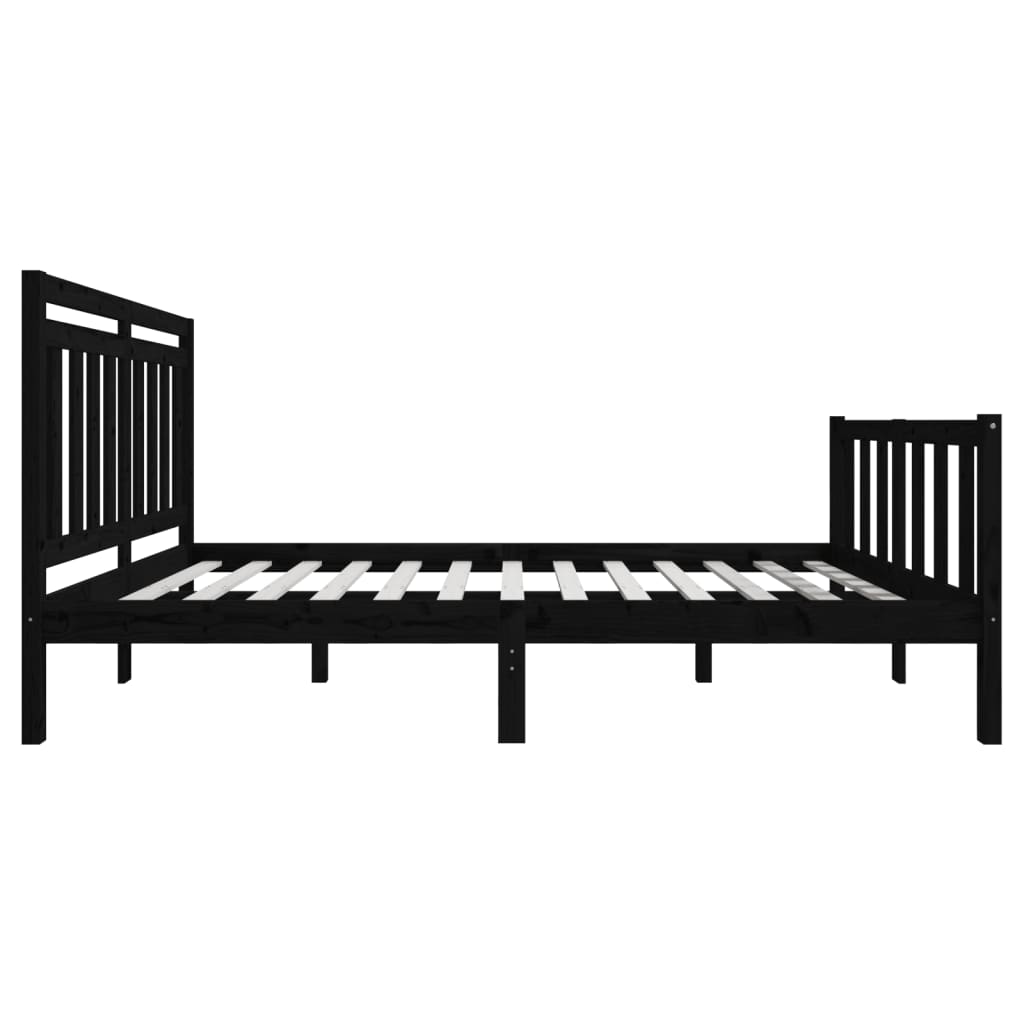 vidaXL Bed Frame without Mattress Black King Size Solid Wood