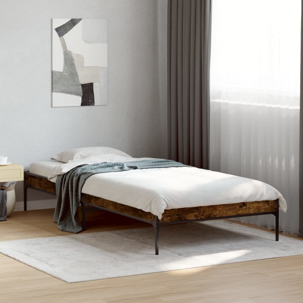 vidaXL Bed Frame without Mattress Smoked Oak 90x200 cm