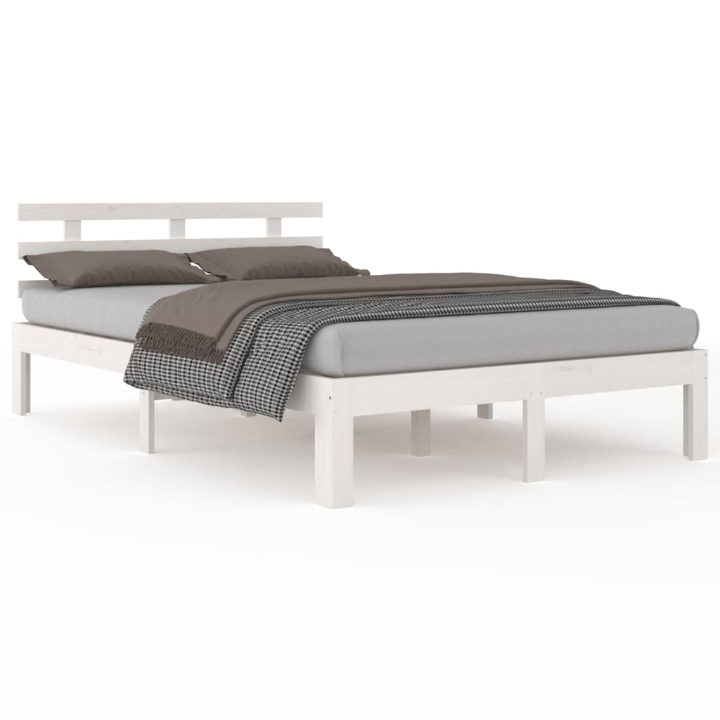 vidaXL Bed Frame without Mattress White Solid Wood 120x200 cm