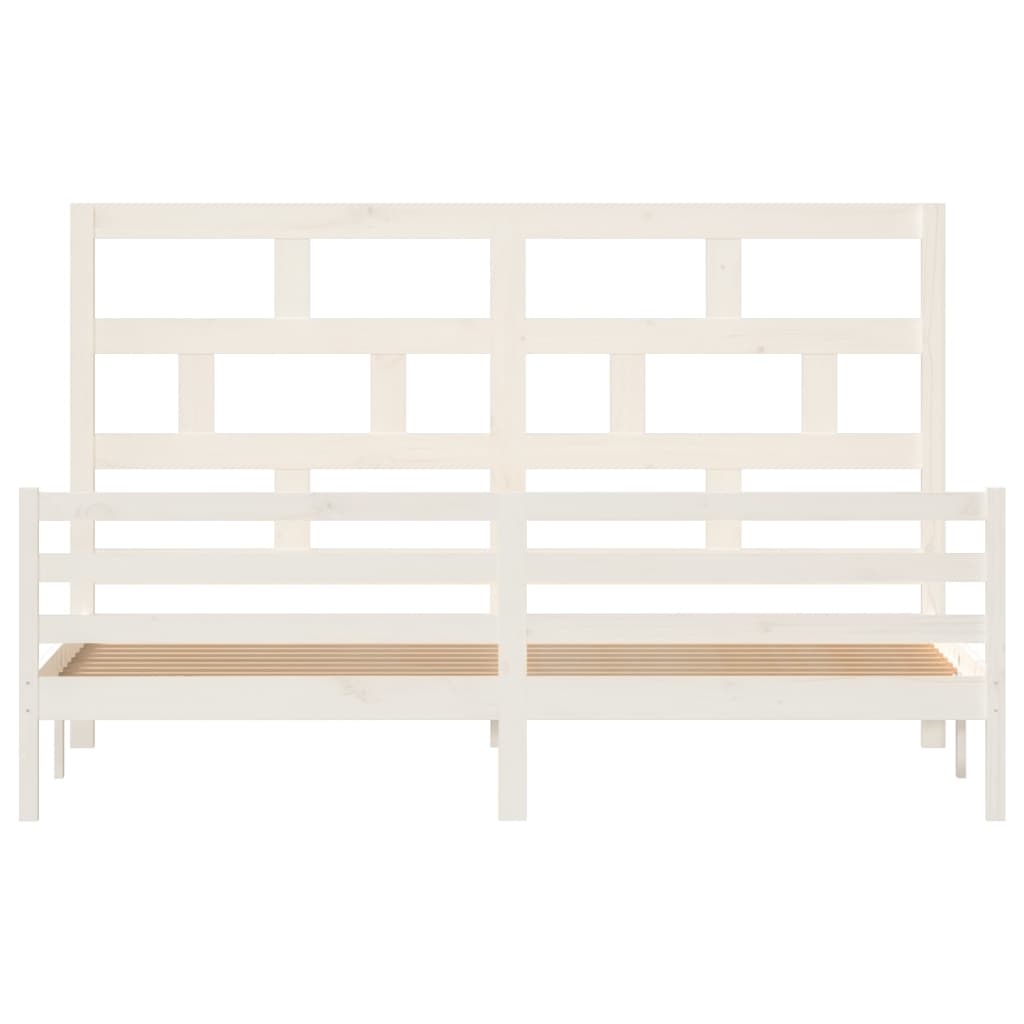 vidaXL Bed Frame without Mattress White Solid Wood 200x200 cm (810451+814215)