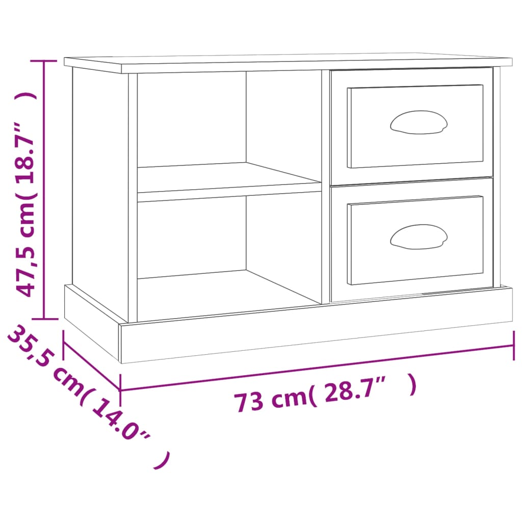 vidaXL TV Cabinet Black 73x35.5x47.5 cm Engineered Wood