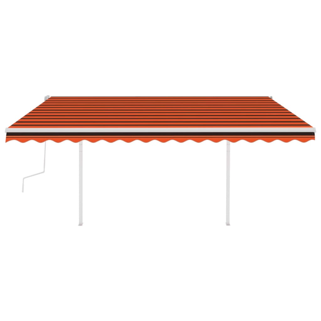 vidaXL Manual Retractable Awning with LED 4x3.5 m Orange and Brown