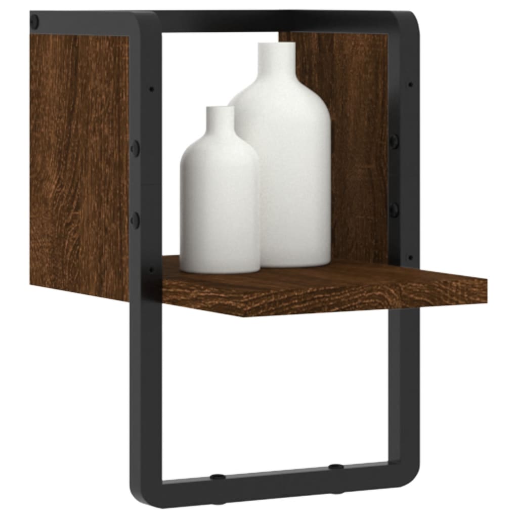 vidaXL Wall Shelf with Bar Brown Oak 20x25x30 cm