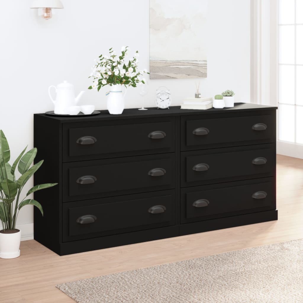 vidaXL Sideboards 2 pcs Black Engineered Wood