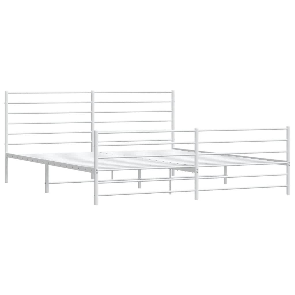 vidaXL Metal Bed Frame without Mattress with Footboard White 183x213 cm