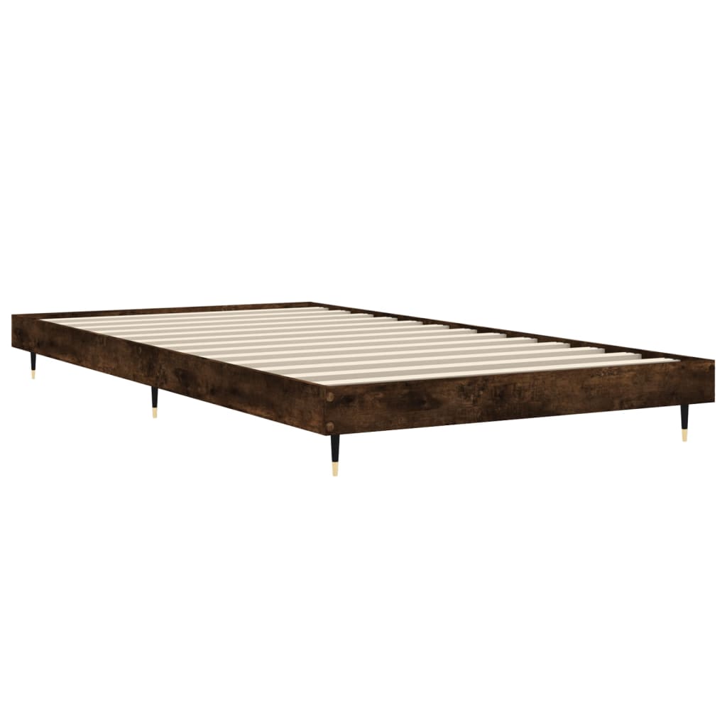 vidaXL Bed Frame without Mattress Smoked Oak 100x200 cm Engineered Wood