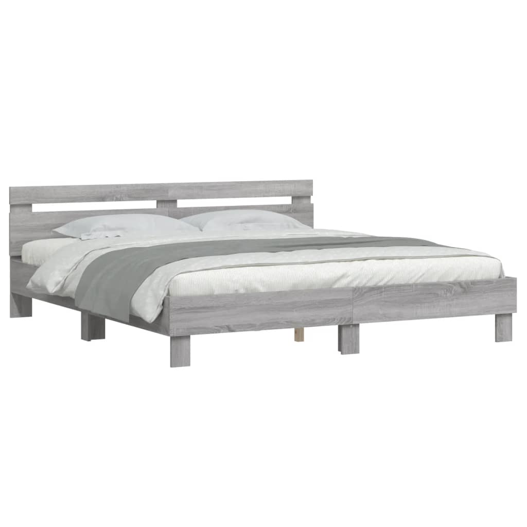 vidaXL Bed Frame without Mattress Grey Sonoma 160x200 cm