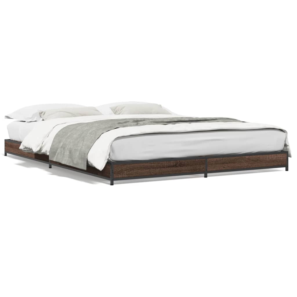 vidaXL Bed Frame without Mattress Brown Oak 140x200 cm