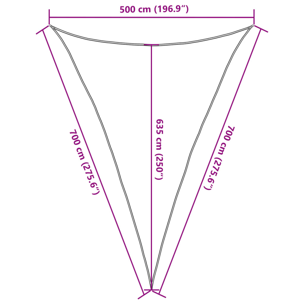 vidaXL Sun Shade Sail Light Grey 5x7x7 m 100% Polyester Oxford