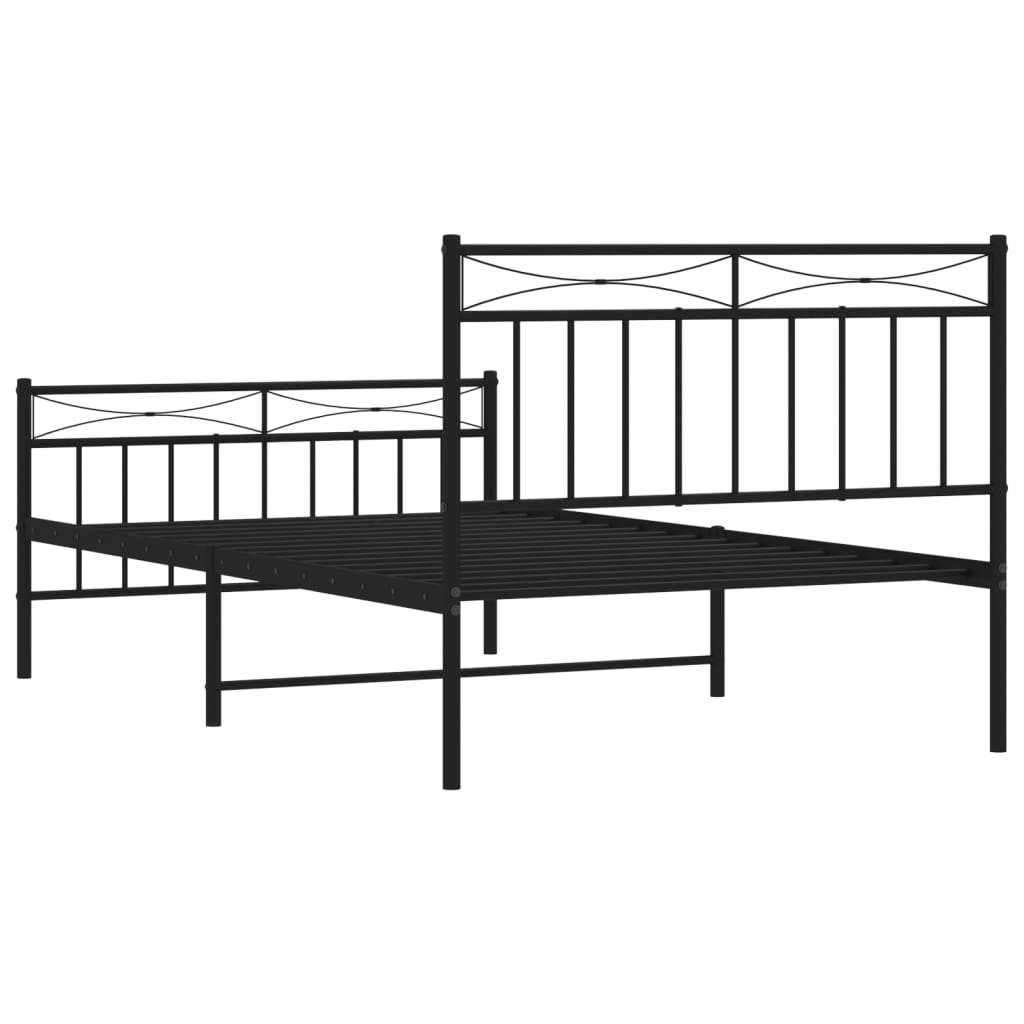 vidaXL Metal Bed Frame without Mattress with Footboard Black 100x200 cm