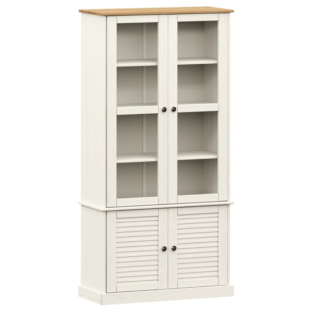 vidaXL Glass Display Cabinet VIGO White 85x35x170 cm Solid Wood Pine