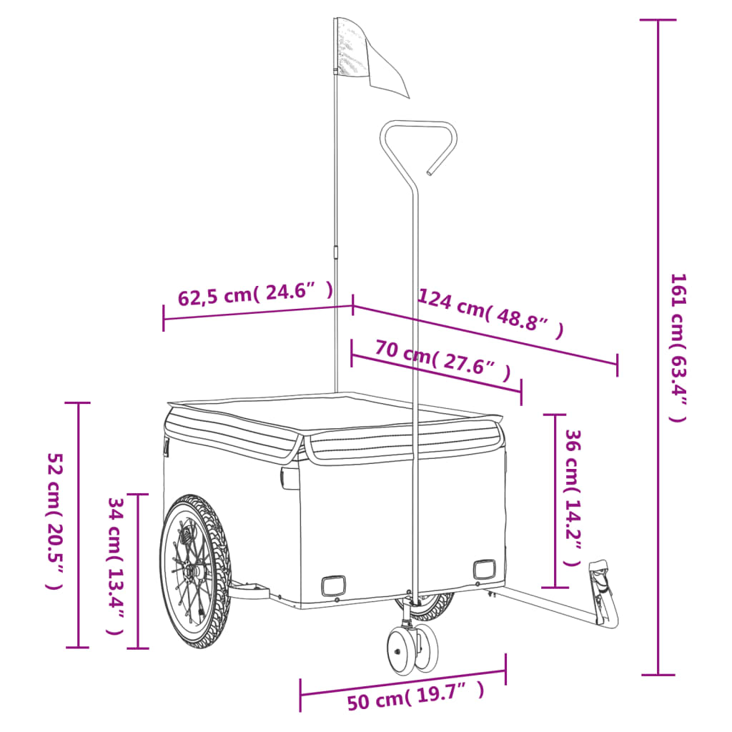 vidaXL Bike Trailer Black and Orange 45 kg Iron