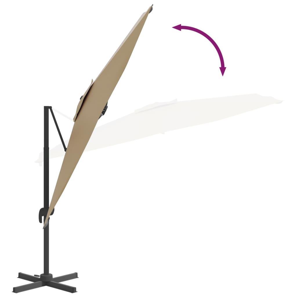 vidaXL LED Cantilever Garden Parasol Taupe 400x300 cm