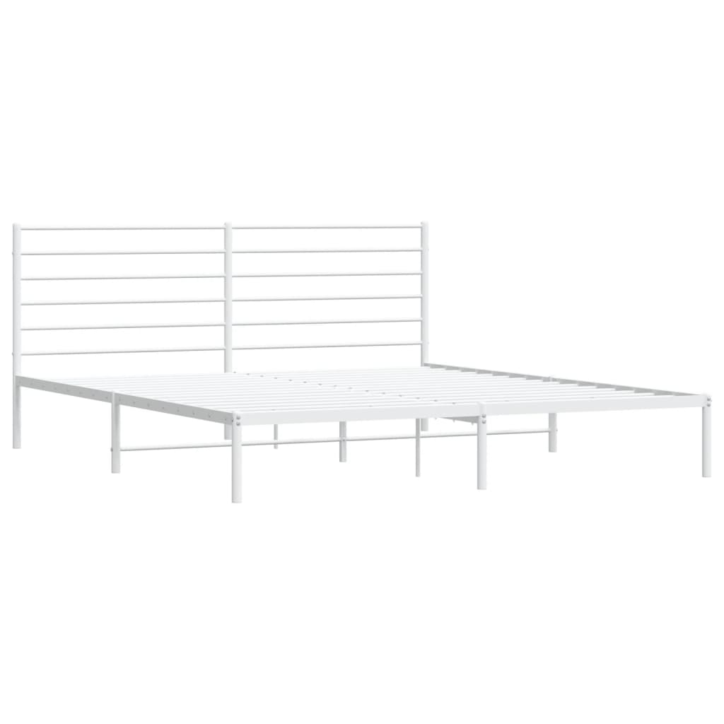 vidaXL Metal Bed Frame without Mattress with Headboard White 200x200 cm