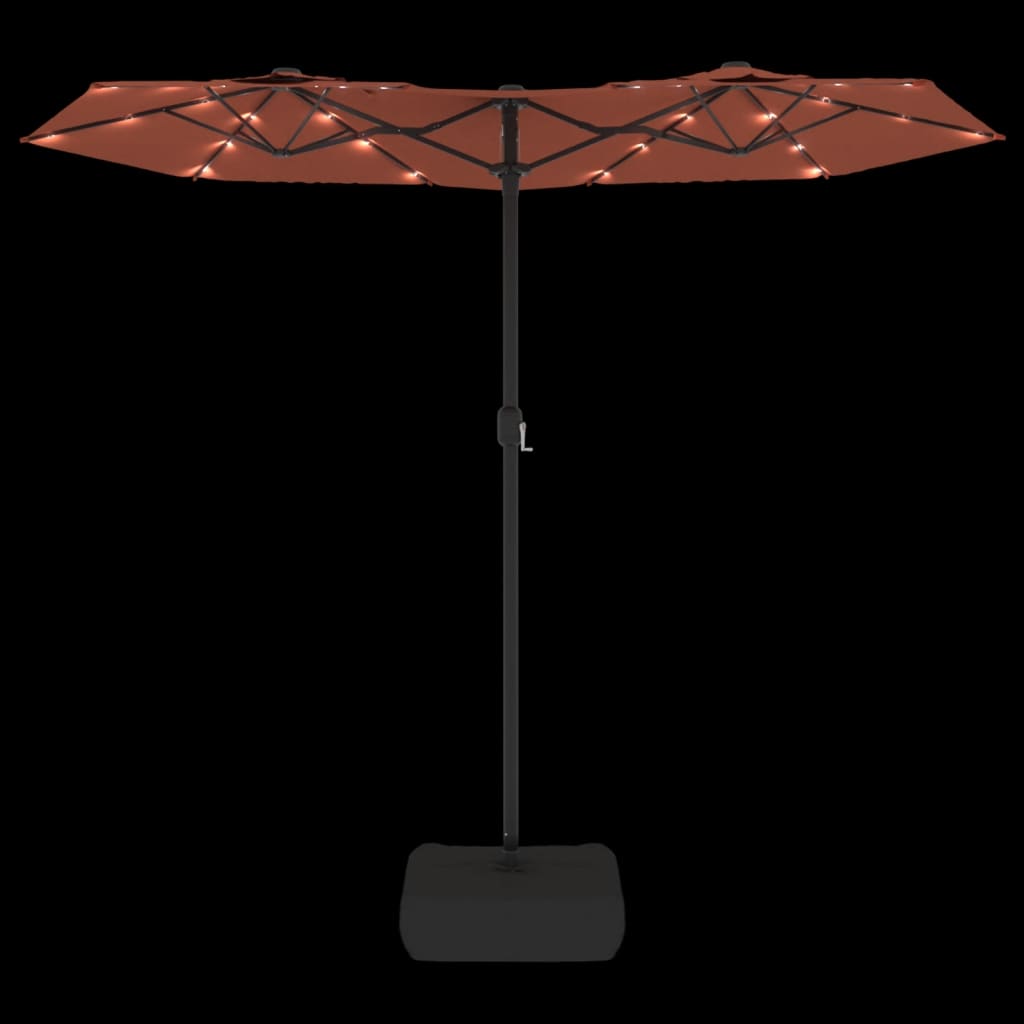 vidaXL Double-Head Garden Parasol with LEDs Terracotta 316x240 cm