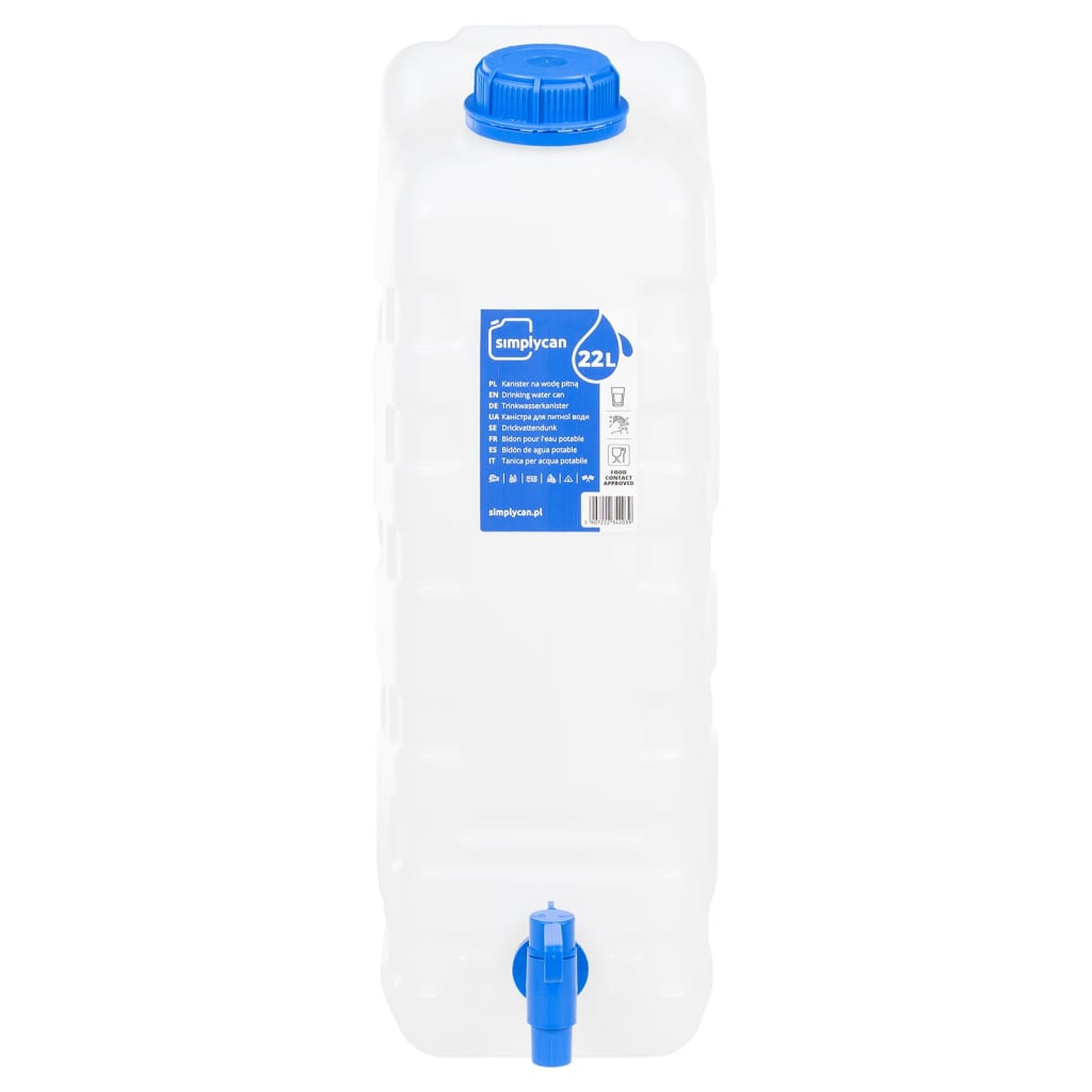 vidaXL Water Container with Tap Transparent 20 L Plastic