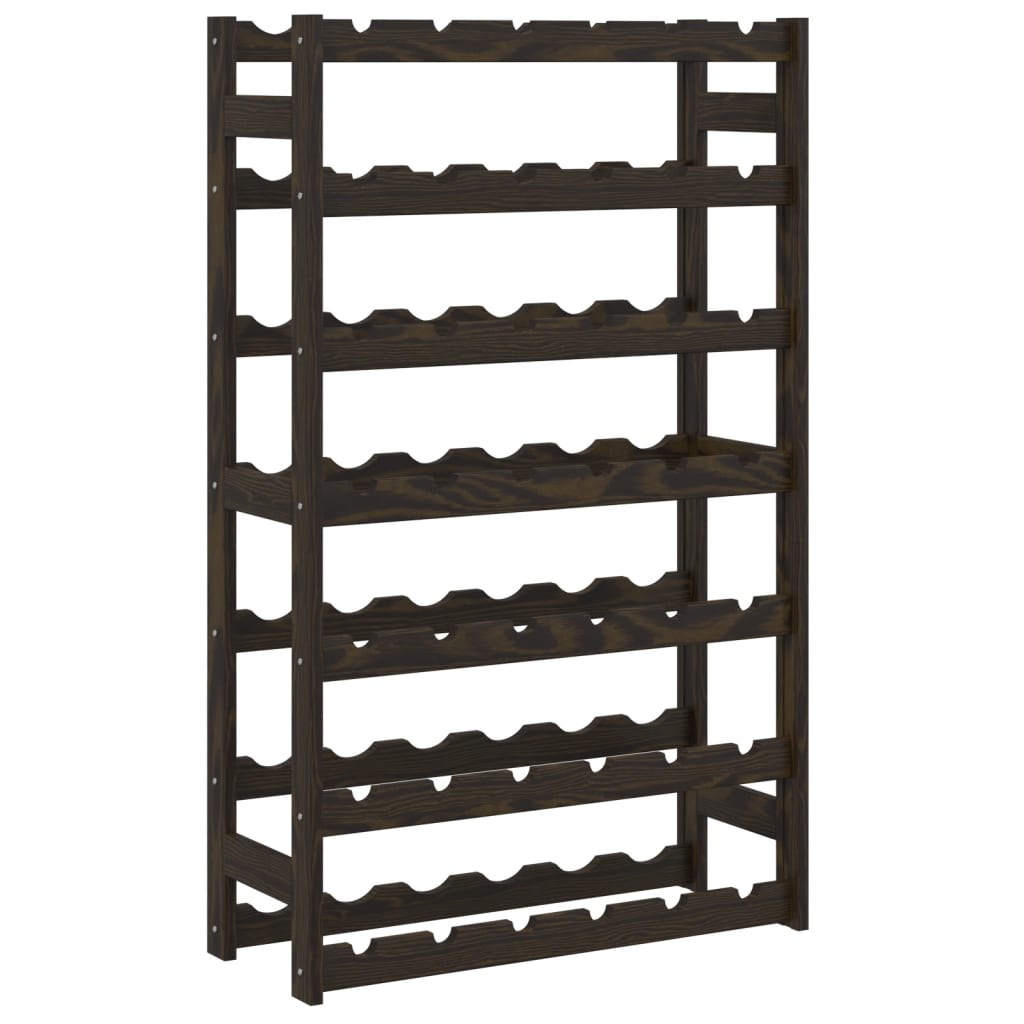 vidaXL Wine Rack for 42 Bottles Black Solid Wood Pine