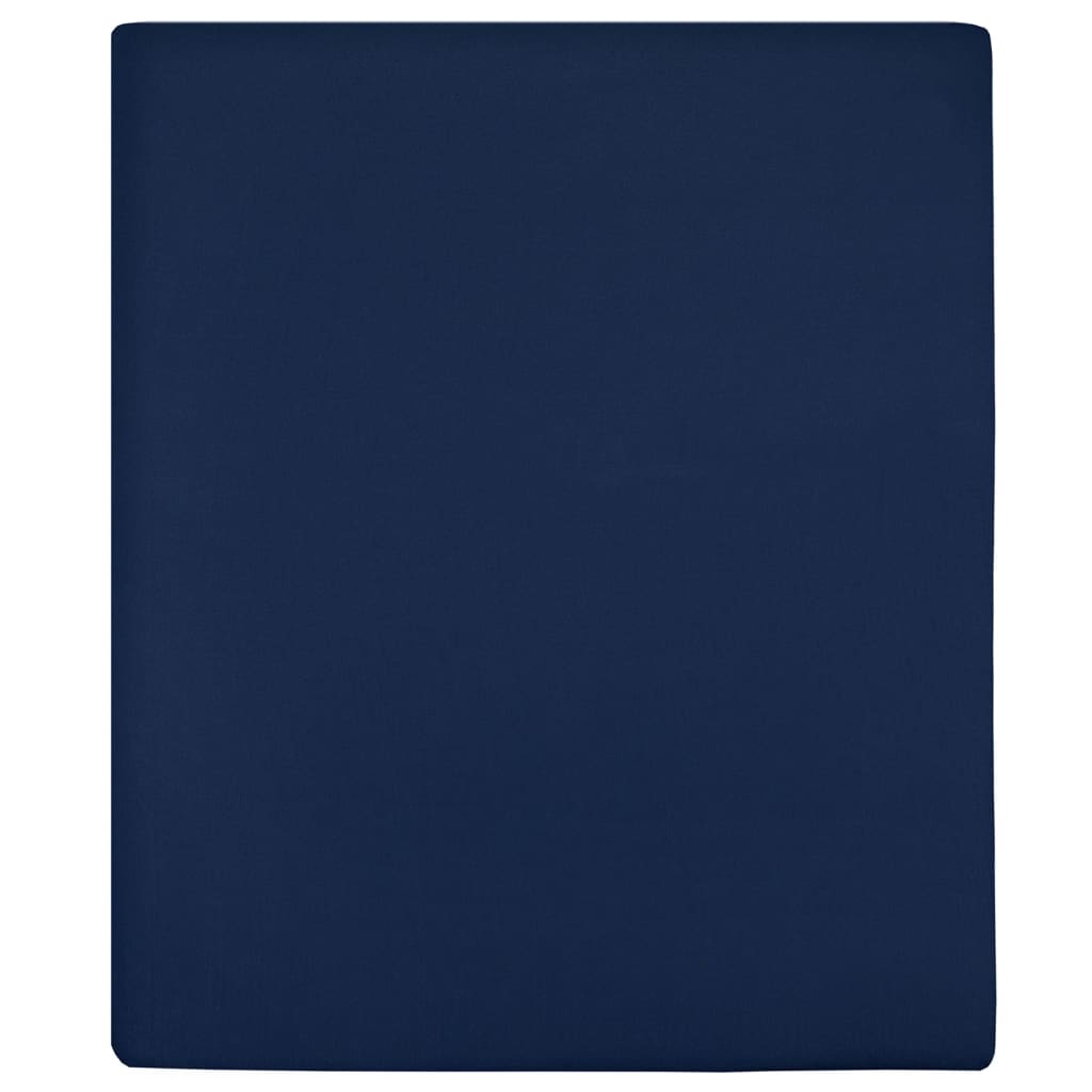 vidaXL Jersey Fitted Sheets 2 pcs Navy Blue 100x200 cm Cotton