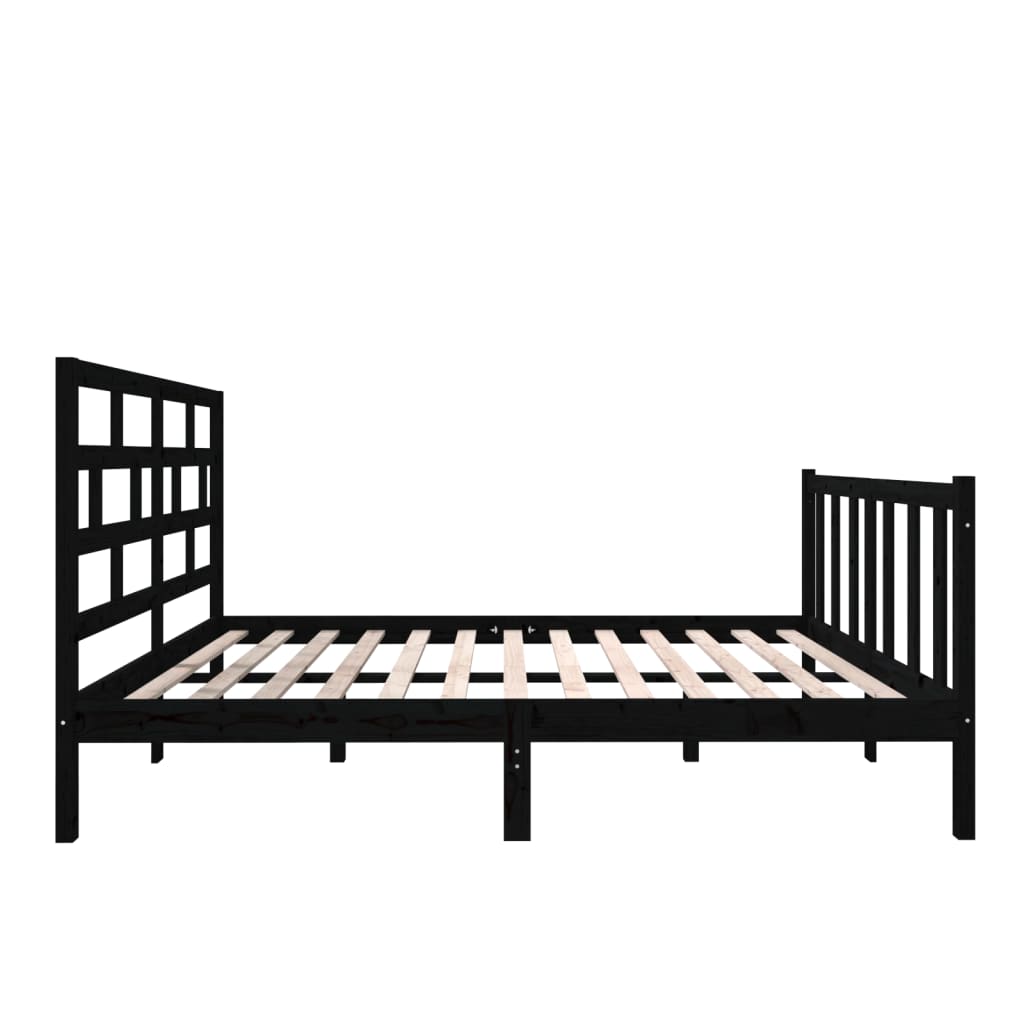 vidaXL Bed Frame without Mattress Black Solid Wood 140x190 cm (810066+814198)